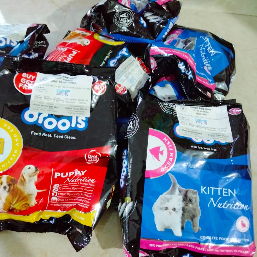 Bags of puppy and kitten food available at the clinic